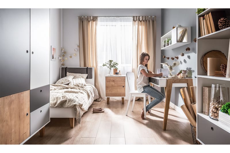 Concept Sängram 90x200 cm Vit/Natur - Natur/Vit - Möbler - Barnmöbler - Barnsäng & juniorsäng