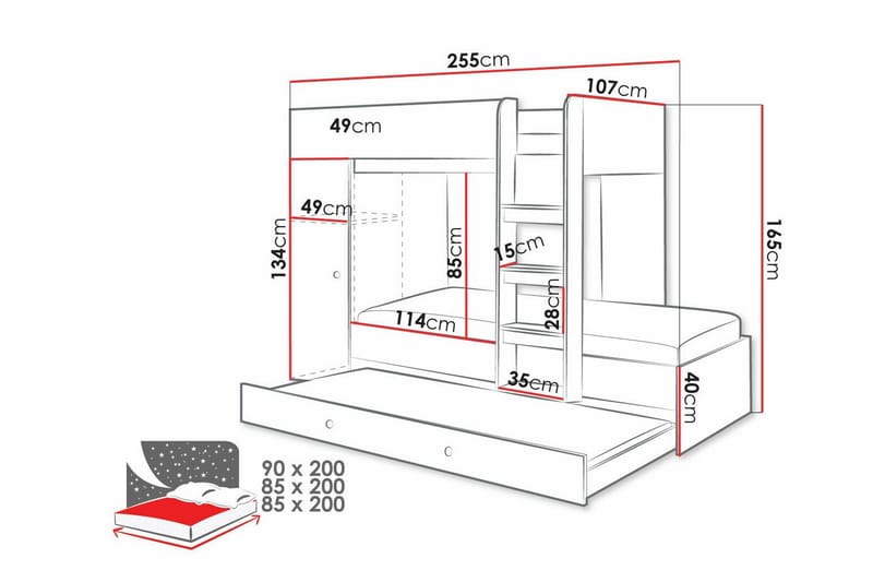 Dunvegan Juniorsäng 90x200 cm - Vit - Möbler - Barnmöbler - Barnsäng & juniorsäng
