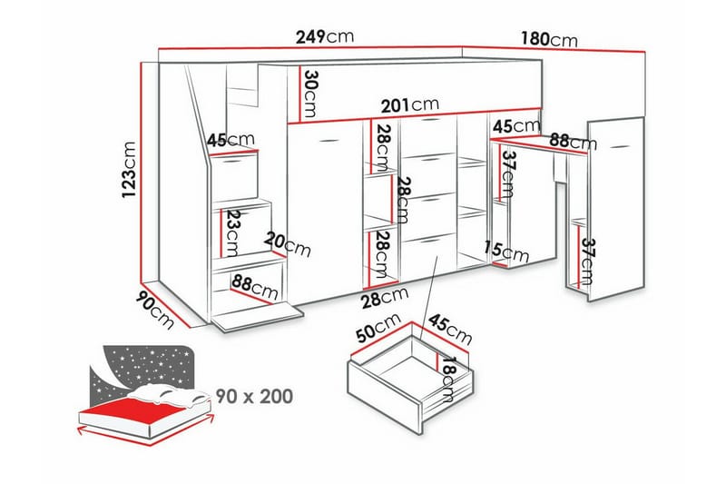 Dunvegan Juniorsäng 90x200 cm - Vit - Möbler - Barnmöbler - Barnsäng & juniorsäng