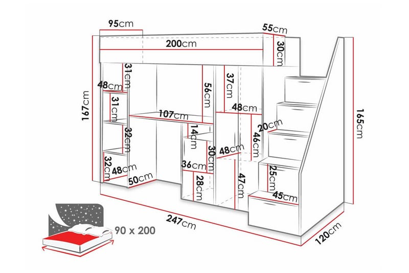 Dunvegan Juniorsäng 90x200 cm - Vit - Möbler - Barnmöbler - Barnsäng & juniorsäng