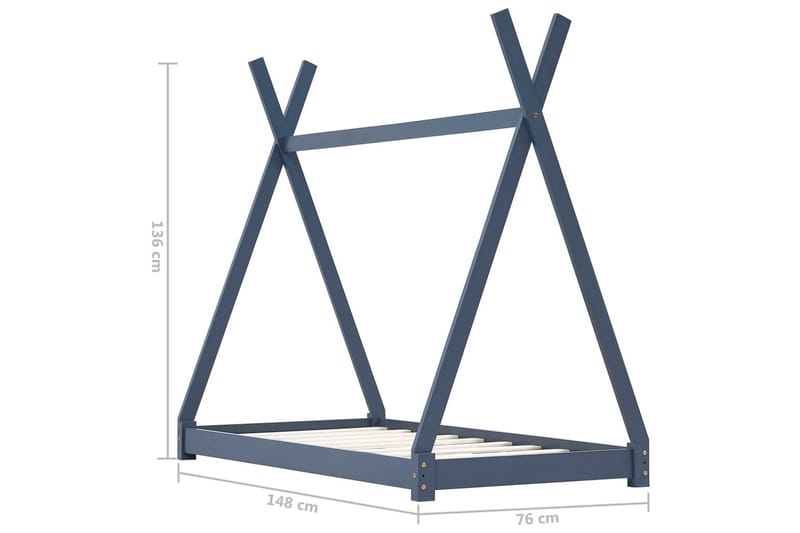 Barnsäng grå massiv furu 70x140 cm - Mörkgrå - Möbler - Barnmöbler - Barnsäng & juniorsäng