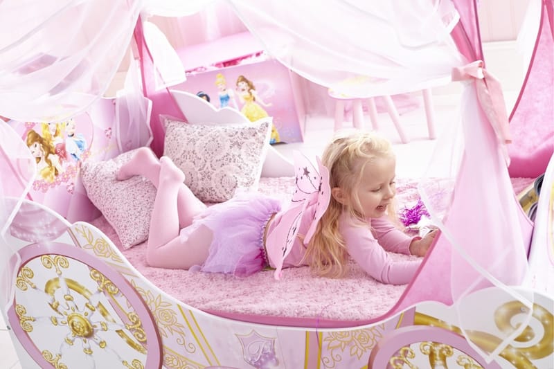 Disney Prinsessar Barnsäng+Sänghimmel+Låda Rosa - Barnsäng & juniorsäng - Enkelsäng barn
