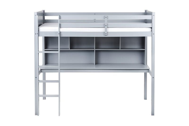 Högsäng med skrivbord Foucamont - Grå - Möbler - Barnmöbler - Barnsäng & juniorsäng - Loftsäng barn