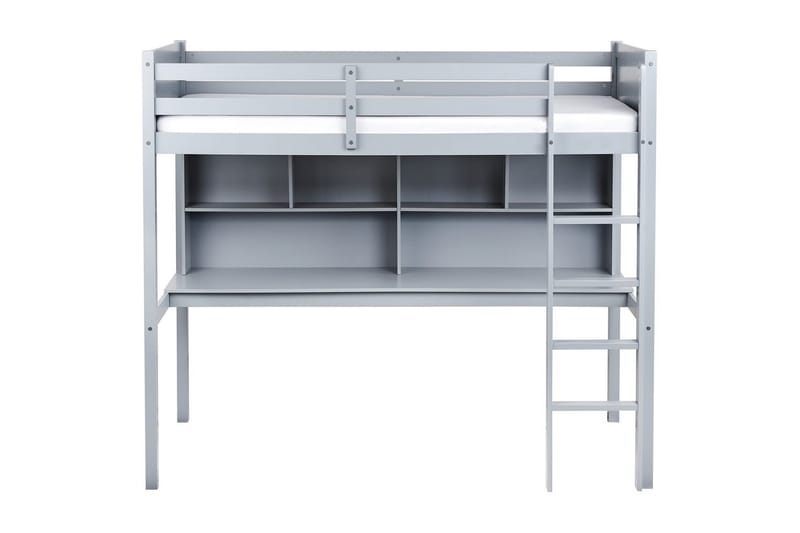 Högsäng med skrivbord Foucamont - Grå - Möbler - Barnmöbler - Barnsäng & juniorsäng - Loftsäng barn