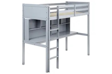 Högsäng med skrivbord Foucamont - Grå - Möbler - Barnmöbler - Barnsäng & juniorsäng - Loftsäng barn