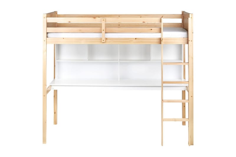 Högsäng med skrivbord Foucamont - Ljus trä, vit - Möbler - Barnmöbler - Barnsäng & juniorsäng - Loftsäng barn