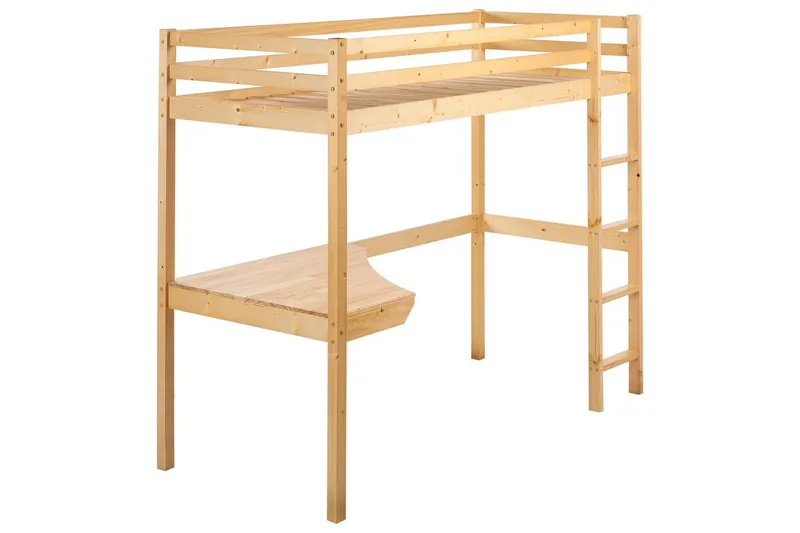 Högsäng med skrivbord Loury - Ljus trä - Möbler - Barnmöbler - Barnsäng & juniorsäng - Loftsäng barn