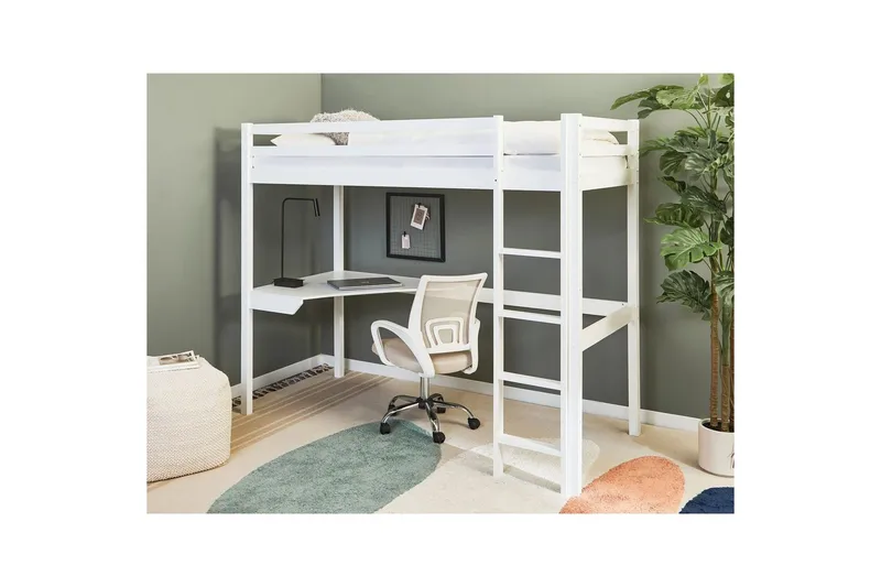 Högsäng med skrivbord Loury - Vit - Möbler - Barnmöbler - Barnsäng & juniorsäng - Loftsäng barn