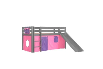 Halvhög Säng med gardin och rutschkana Pino Grå, Bella