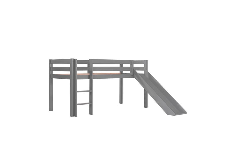 Halvhög Säng med gardin och rutschkana Pino Grå, Chucky - Grå, Chucky - Möbler - Barnmöbler - Barnsäng & juniorsäng - Loftsäng barn