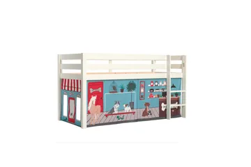 Halvhög Säng med gardin Pino Vit, Husdjursaffär