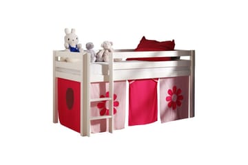 Halvhög Säng med gardin Pino Vit, Rosa Blomma