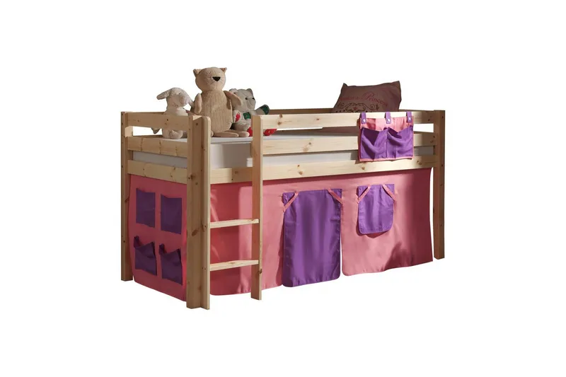 Halvhög Säng med gardin Pino Naturlig, Bella, Naturlig, Bella