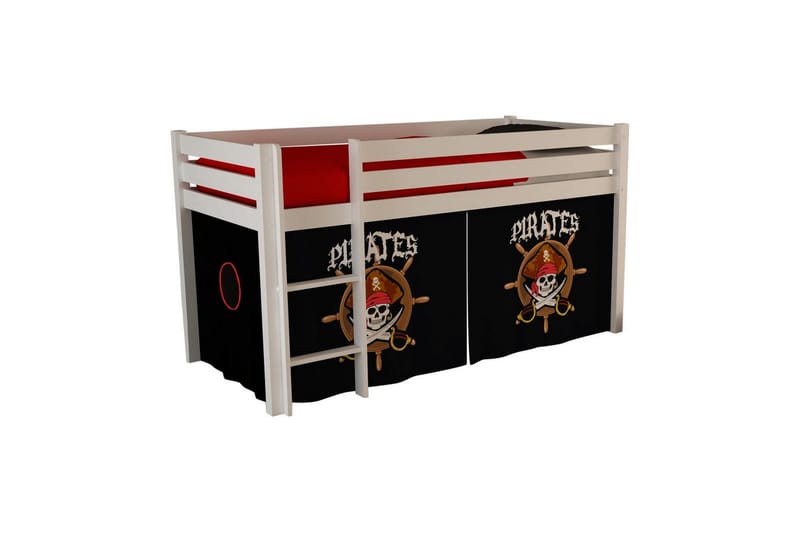Halvhög Säng med gardin Pino Vit, Pirat - Vit, Pirat - Möbler - Barnmöbler - Barnsäng & juniorsäng - Hussäng