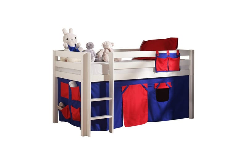 Halvhög Säng med gardin Pino Vit, Domino, Vit, Domino