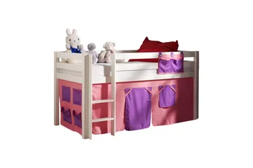 Halvhög Säng med gardin Pino Vit, Bella