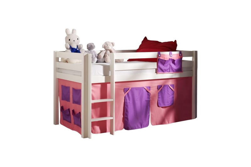 Halvhög Säng med gardin Pino Vit, Bella - Vit, Bella - Möbler - Barnmöbler - Barnsäng & juniorsäng - Loftsäng barn