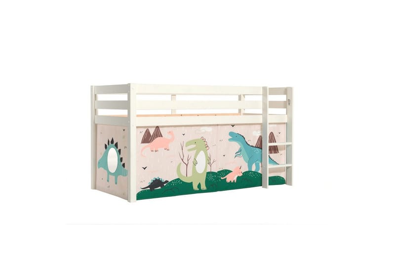 Halvhög Säng med gardin Pino Vit, Dino, Vit, Dino