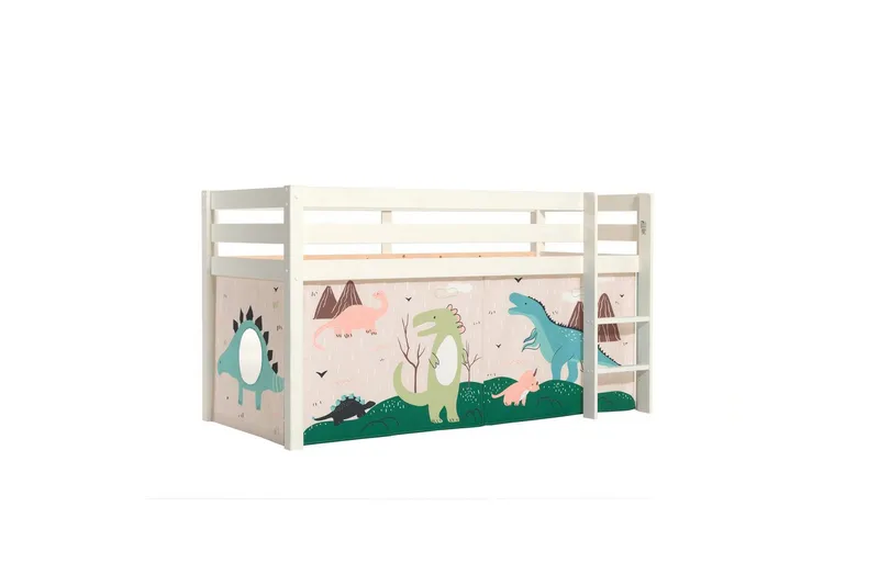 Halvhög Säng med gardin Pino Vit, Dino, Vit, Dino