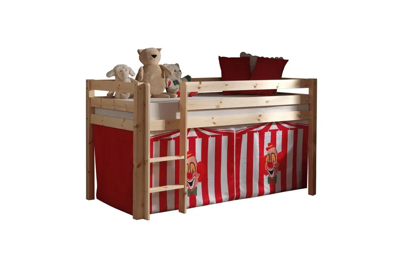 Halvhög Säng med gardin Pino Naturlig, Chucky - Naturlig, Chucky - Möbler - Barnmöbler - Barnsäng & juniorsäng - Loftsäng barn