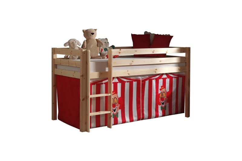 Halvhög Säng med gardin Pino Naturlig, Chucky - Naturlig, Chucky - Möbler - Barnmöbler - Barnsäng & juniorsäng - Hussäng