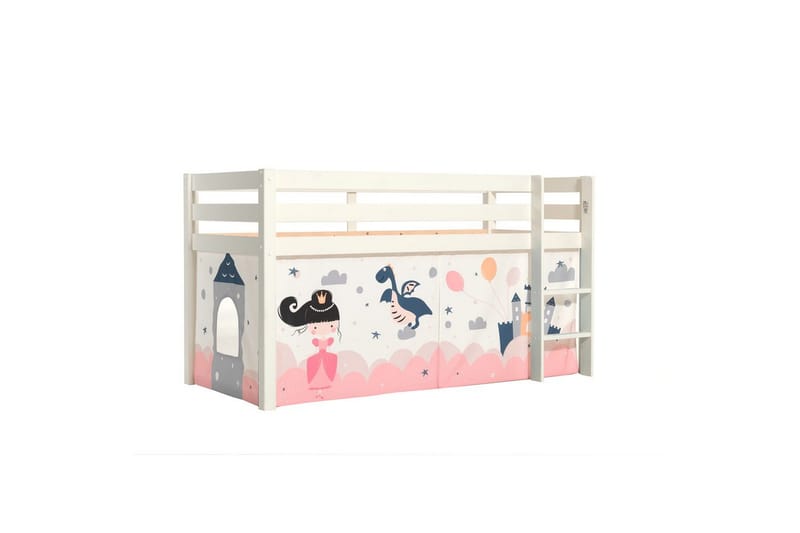 Halvhög Säng med gardin Pino Vit, Prinsessa sophie - Vit, Prinsessa sophie - Möbler - Barnmöbler - Barnsäng & juniorsäng - Loftsäng barn