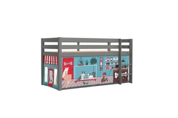 Halvhög Säng med gardin Pino Grå, Husdjursaffär