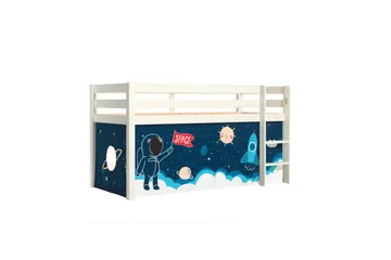 Halvhög Säng med gardin Pino Vit, Rymdfärja