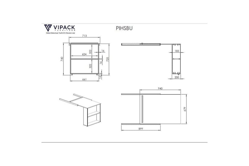 Halvhög Säng med stege Scott matchande skrivbord, en byrå med 3 lådor och en garderob med 2 dörrar - Möbler - Barnmöbler - Barnsäng & juniorsäng - Loftsäng barn