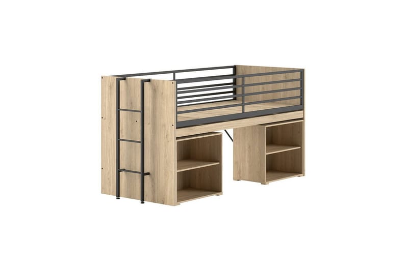 Halvhög Säng och 2 bokhyllor Sam Ek, Ek