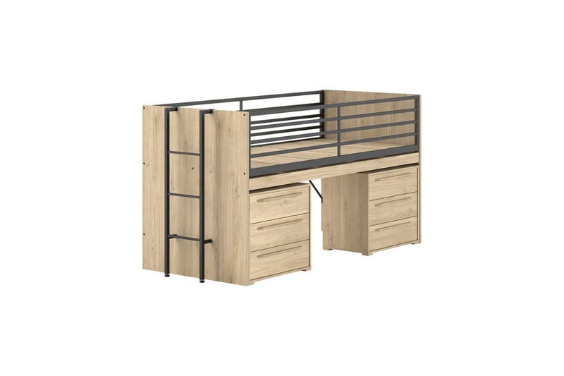 Halvhög Säng och 2 byråer med 3 Lådor Sam Ek, Ek