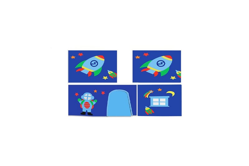 Halvhöjdssäng med gardin Pino Astro Grå, Grå, Med rutschkana, Med tunnel, 3 - Grå, Grå, Med rutschkana, Med tunnel, 3 - Möbler - Barnmöbler - Barnsäng & juniorsäng - Loftsäng barn