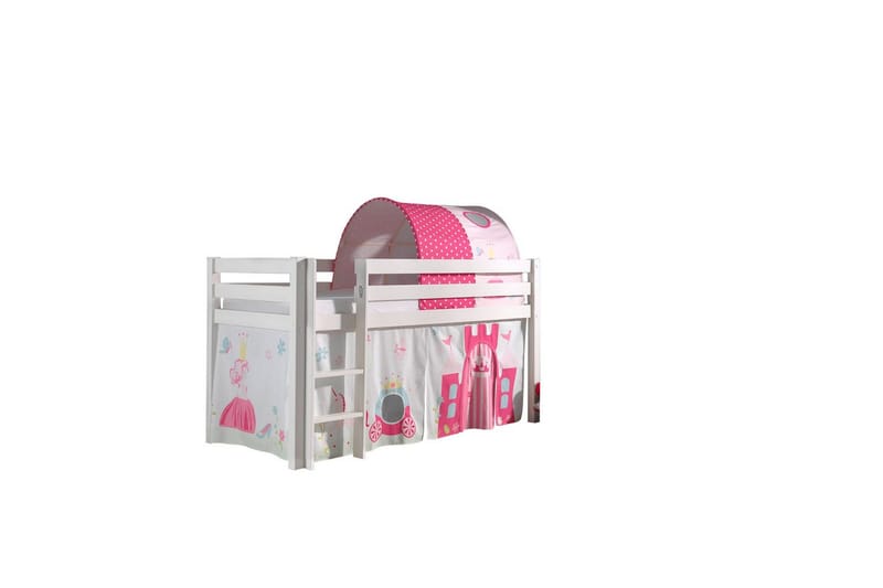 Halvhöjdssäng med gardin Pino Princess Vit, Vit, Utan rutschkana, Prinsessa, Inga fickor, Vit, Vit, Utan rutschkana, Prinsessa, Inga fickor
