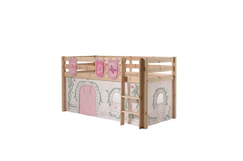 Halvhöjdssäng med gardin Pino Birdy Naturlig, Naturlig, Utan rutschkana, Utan tunnel, 3 - Naturlig, Naturlig, Utan rutschkana, Utan tunnel, 3 - Möbler - Barnmöbler - Barnsäng & juniorsäng - Loftsäng barn