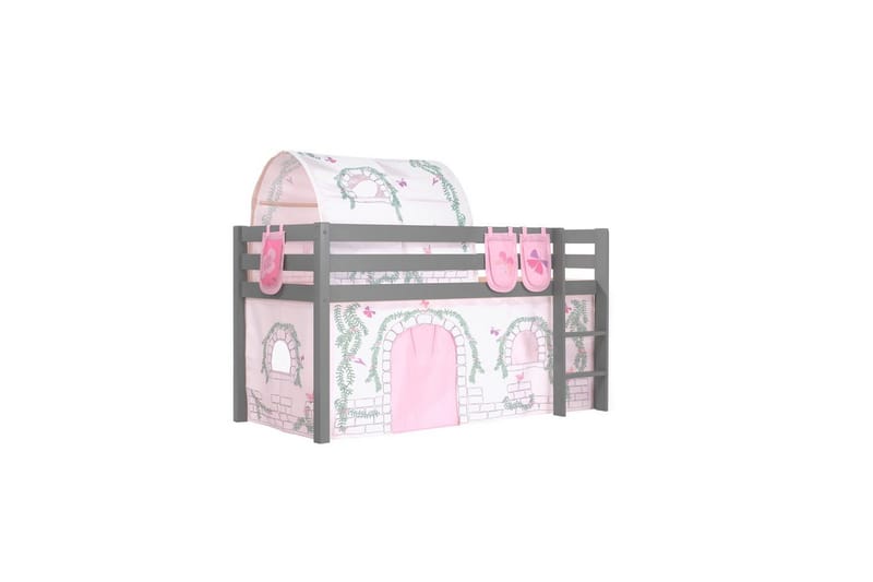Halvhöjdssäng med gardin Pino Birdy Grå, Grå, Utan rutschkana, Birdy, 3 - Grå, Grå, Utan rutschkana, Birdy, 3 - Möbler - Barnmöbler - Barnsäng & juniorsäng - Loftsäng barn