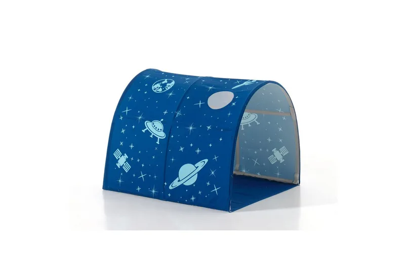 Halvhöjdssäng med gardin Pino Astro Vit, Vit, Med rutschkana, Med tunnel, 3 - Vit, Vit, Med rutschkana, Med tunnel, 3 - Möbler - Barnmöbler - Barnsäng & juniorsäng - Loftsäng barn