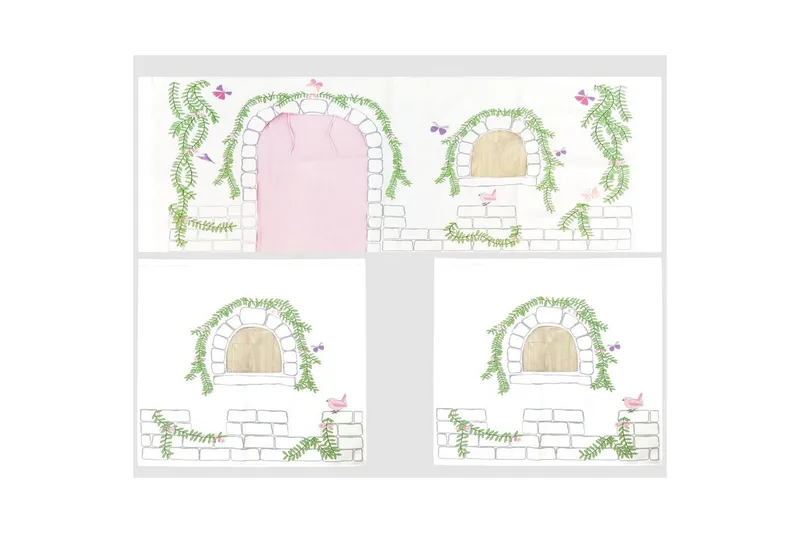 Halvhöjdssäng med gardin Pino Birdy Grå, Grå, Utan rutschkana, Birdy, Inga fickor - Grå, Grå, Utan rutschkana, Birdy, Inga fickor - Möbler - Barnmöbler - Barnsäng & juniorsäng - Loftsäng barn