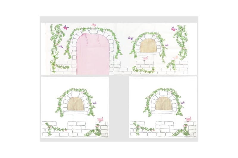 Halvhöjdssäng med gardin Pino Birdy Vit, Vit, Med rutschkana, Utan tunnel, 3 - Vit, Vit, Med rutschkana, Utan tunnel, 3 - Möbler - Barnmöbler - Barnsäng & juniorsäng - Loftsäng barn