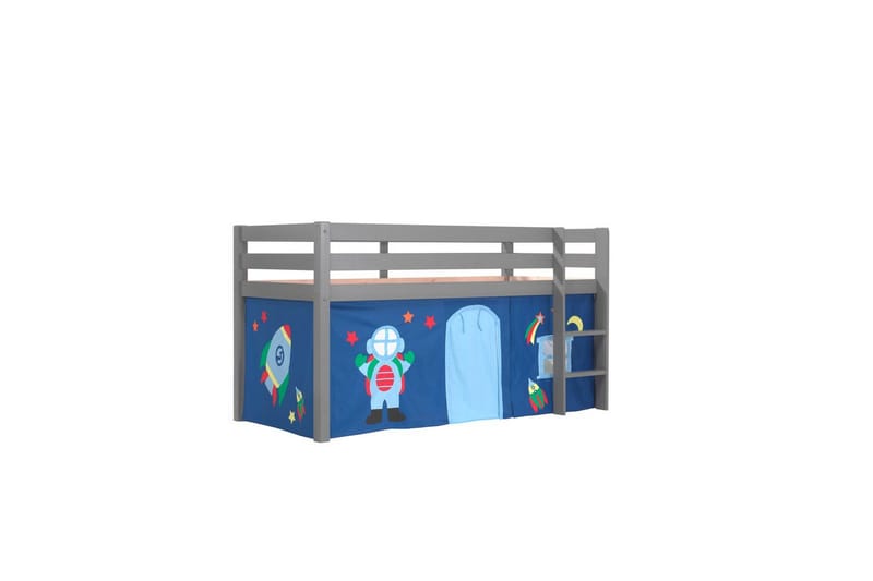 Halvhöjdssäng med gardin Pino Astro Grå, Grå, Utan rutschkana, Utan tunnel, Inga fickor, Grå, Grå, Utan rutschkana, Utan tunnel, Inga fickor