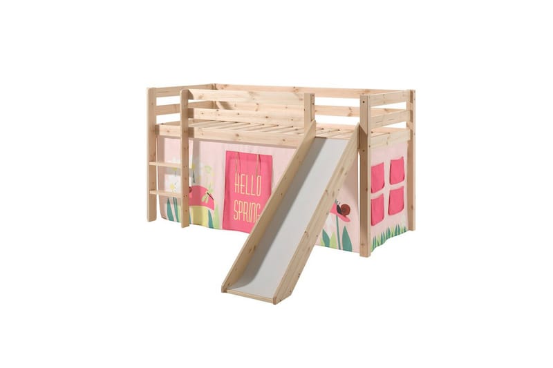 Halvhöjdssäng med gardin Pino Spring Naturlig, Naturlig, Med rutschkana, Utan tunnel, Utan fickor, Naturlig, Naturlig, Med rutschkana, Utan tunnel, Utan fickor