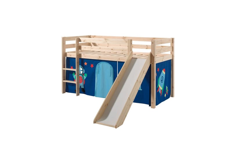 Halvhöjdssäng med gardin Pino Astro Naturlig, Naturlig, Med rutschkana, Utan tunnel, Inga fickor, Naturlig, Naturlig, Med rutschkana, Utan tunnel, Inga fickor