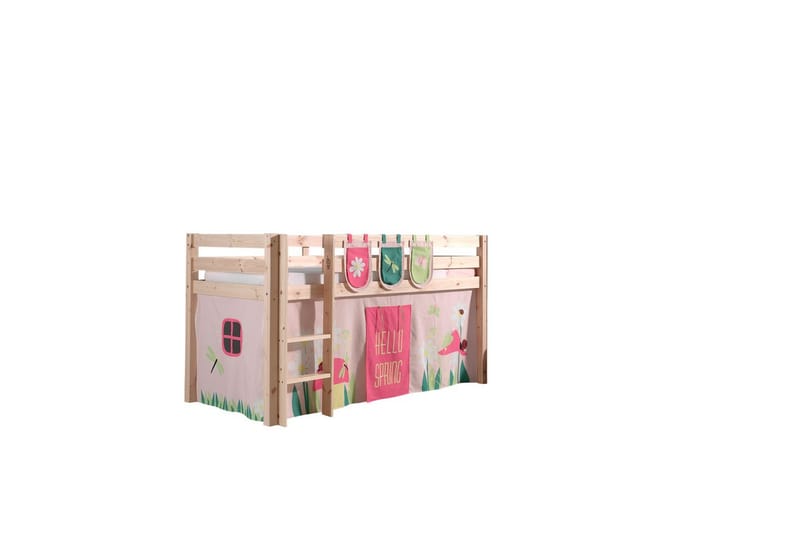 Halvhöjdssäng med gardin Pino Spring Naturlig, Naturlig, Utan rutschkana, Utan tunnel, 3, Naturlig, Naturlig, Utan rutschkana, Utan tunnel, 3