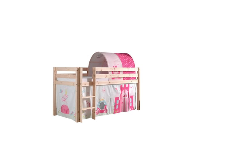 Halvhöjdssäng med gardin Pino Princess Naturlig, Naturlig, Utan rutschkana, Prinsessa, Inga fickor, Naturlig, Naturlig, Utan rutschkana, Prinsessa, Inga fickor