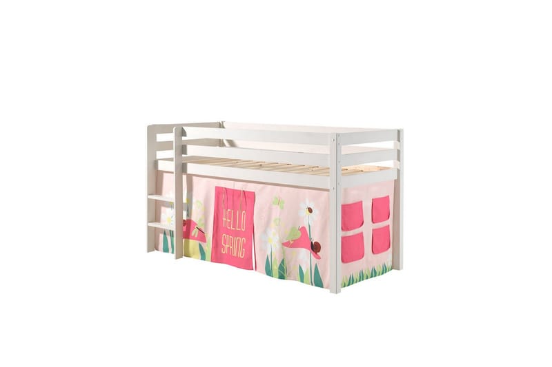 Halvhöjdssäng med gardin Pino Spring Vit, Vit, Utan rutschkana, Utan tunnel, Utan fickor - Vit, Vit, Utan rutschkana, Utan tunnel, Utan fickor - Möbler - Barnmöbler - Barnsäng & juniorsäng - Loftsäng barn