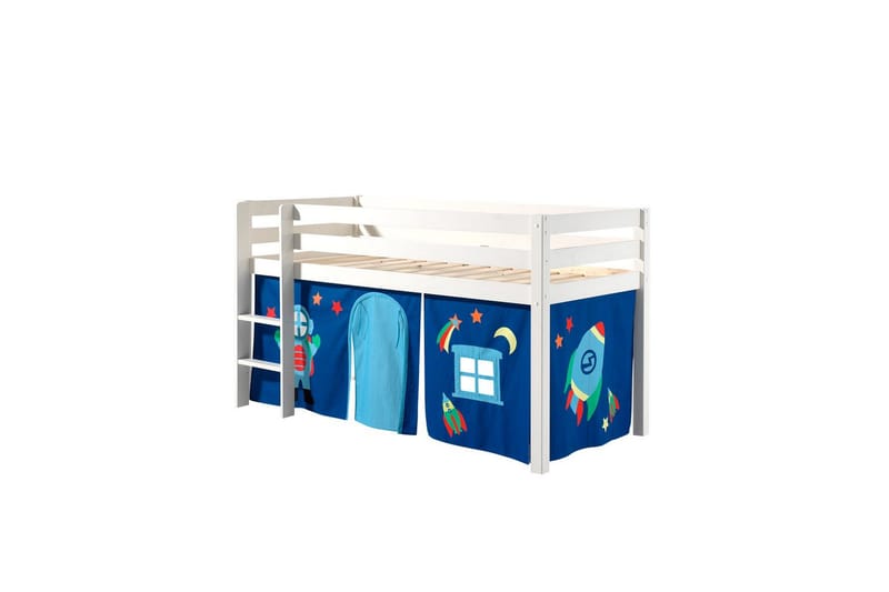 Halvhöjdssäng med gardin Pino Astro Vit, Vit, Utan rutschkana, Utan tunnel, Inga fickor - Vit, Vit, Utan rutschkana, Utan tunnel, Inga fickor - Möbler - Barnmöbler - Barnsäng & juniorsäng - Loftsäng barn