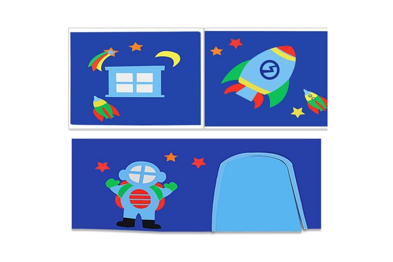 Halvhöjdssäng med gardin Pino Astro Vit, Vit, Med rutschkana, Med tunnel, Inga fickor - Vit, Vit, Med rutschkana, Med tunnel, Inga fickor - Möbler - Barnmöbler - Barnsäng & juniorsäng - Loftsäng barn