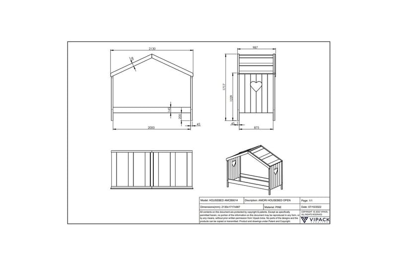 Hussäng Amori 90 x 200 cm White - Möbler - Barnmöbler - Barnsäng & juniorsäng - Hussäng