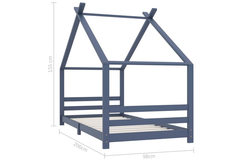 Hussäng grå massiv furu 90x200 cm - Grå - Möbler - Barnmöbler - Barnsäng & juniorsäng - Hussäng