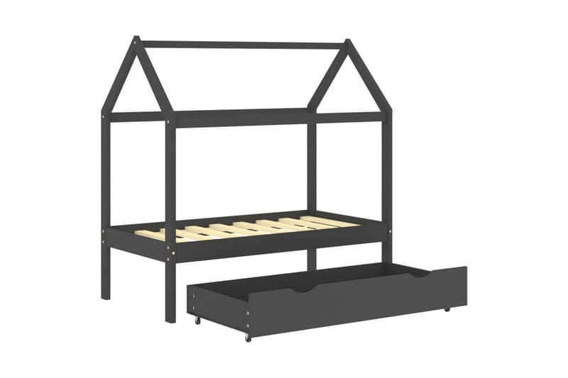 Hussäng med låda mörkgrå massiv furu 70x140 cm - Grå - Möbler - Barnmöbler - Barnsäng & juniorsäng - Hussäng