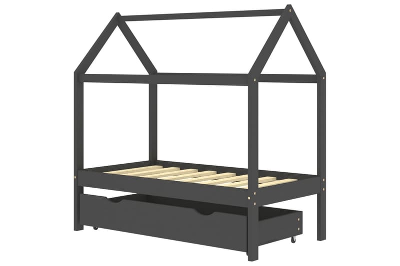 Hussäng med låda mörkgrå massiv furu 70x140 cm - Grå - Möbler - Barnmöbler - Barnsäng & juniorsäng - Hussäng